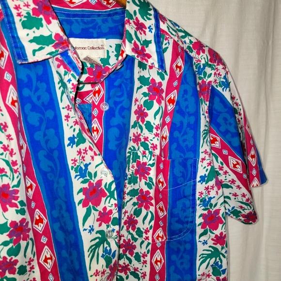 VTG Summit Place Plaid Western Floral Blue Pink Print Button Up Shirt Small - Picture 3 of 4